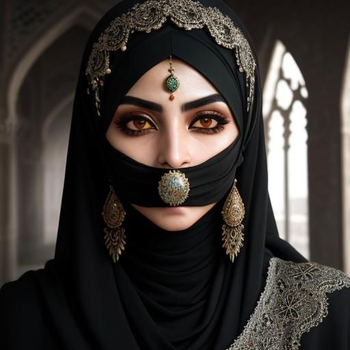 Persian Girl in Hijab: Hyperrealistic Detailed Portrait