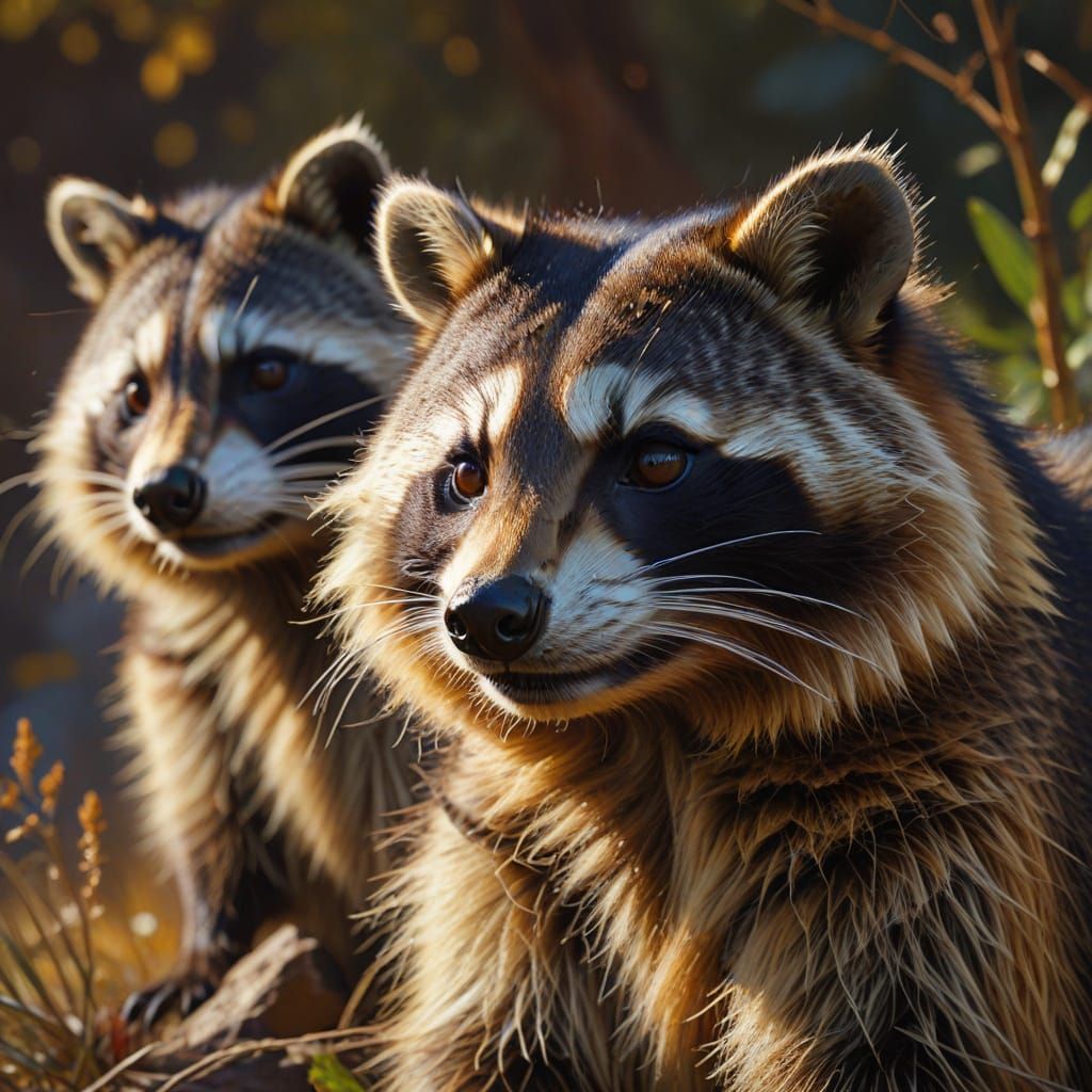 Gouache Raccoon Portrait with Textured Brush Strokes