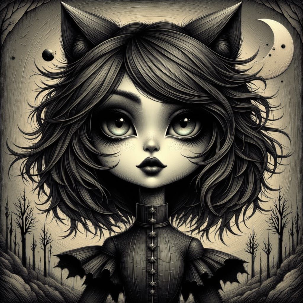 Gothic Cat with Moonchild and Sinister Whispers Style
