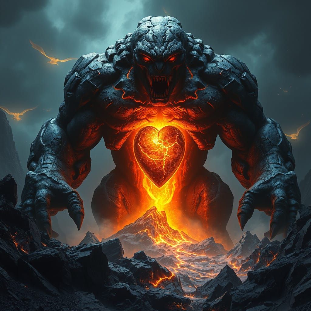 Majestic Obsidian Titan in Golden Tectonic Splendor