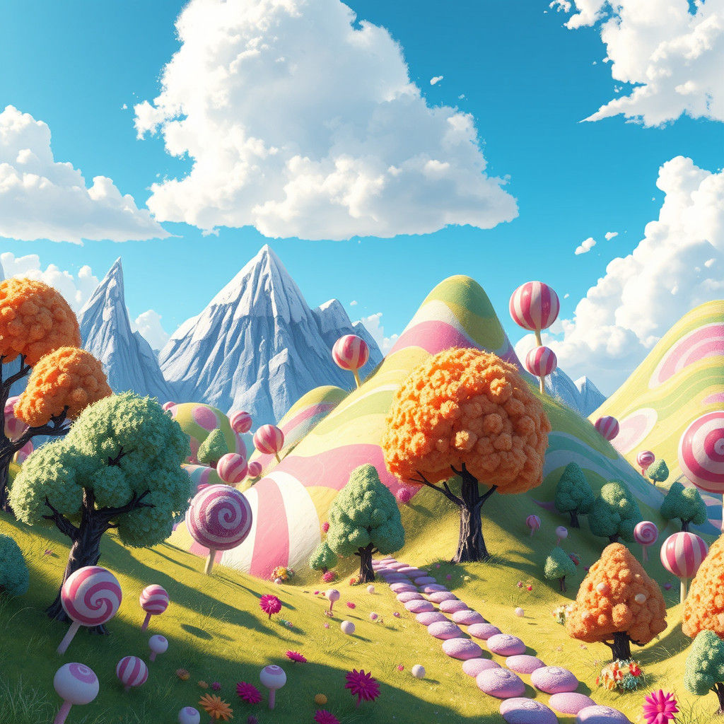 Candy Landscape in Sketchy Doodle Style