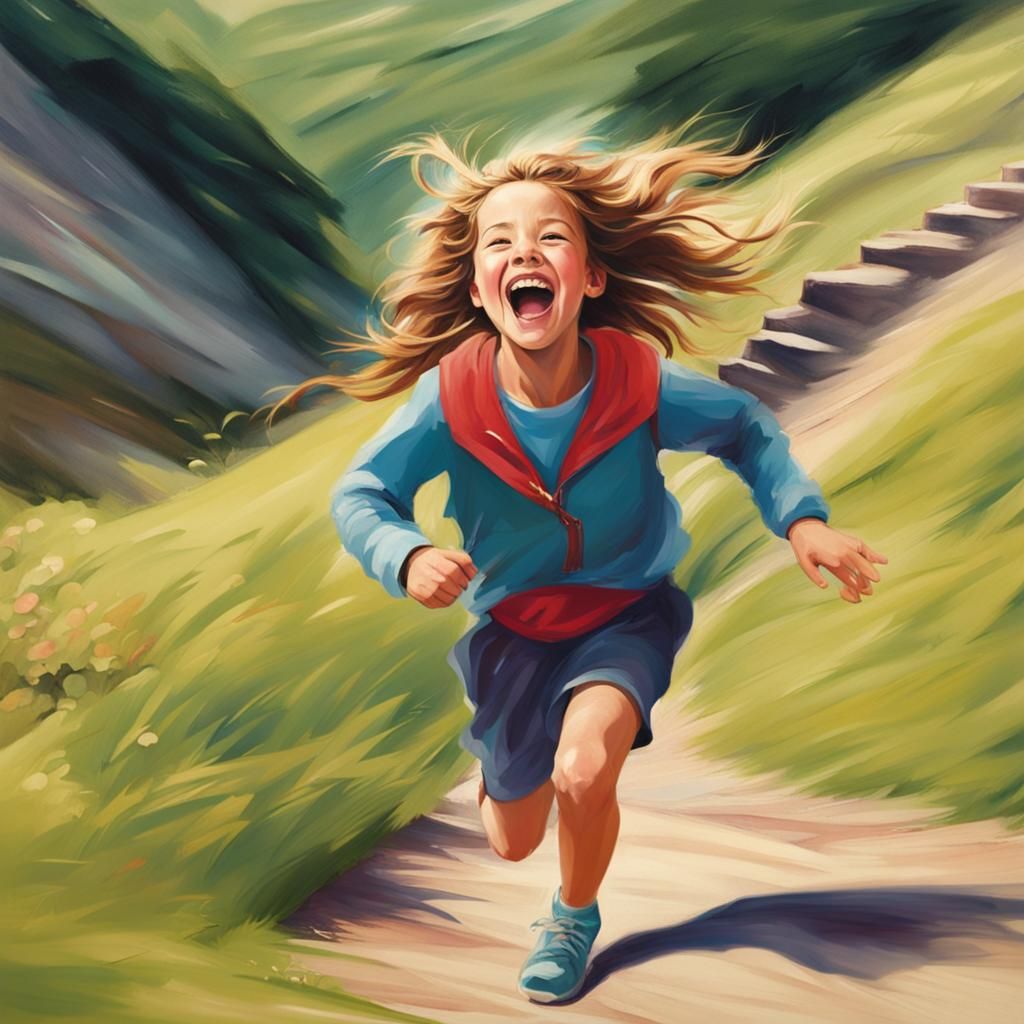 Girl's Exhilarating and Scary Run Downhill