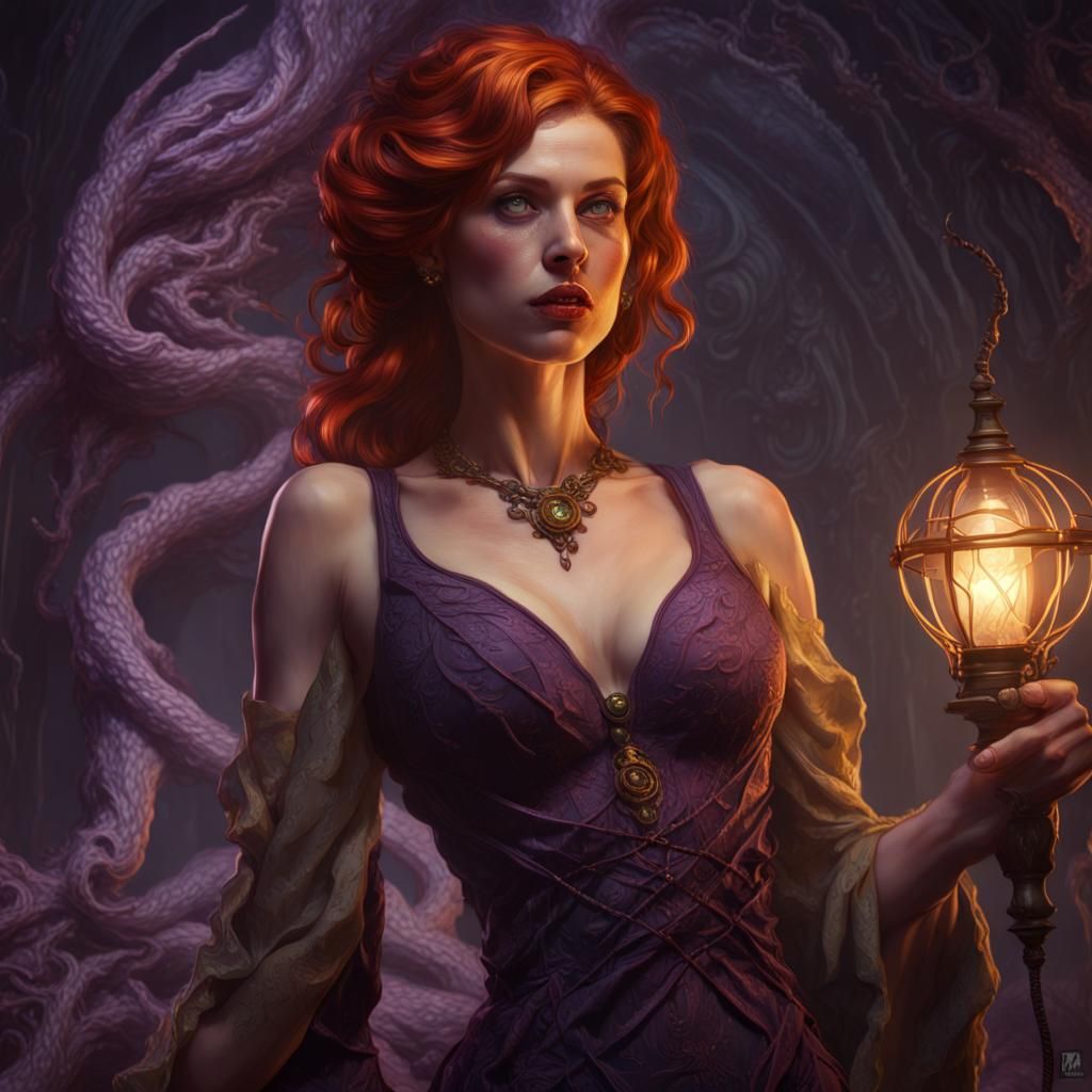 Eldritch Redhead Transformation: Dark Fantasy Art