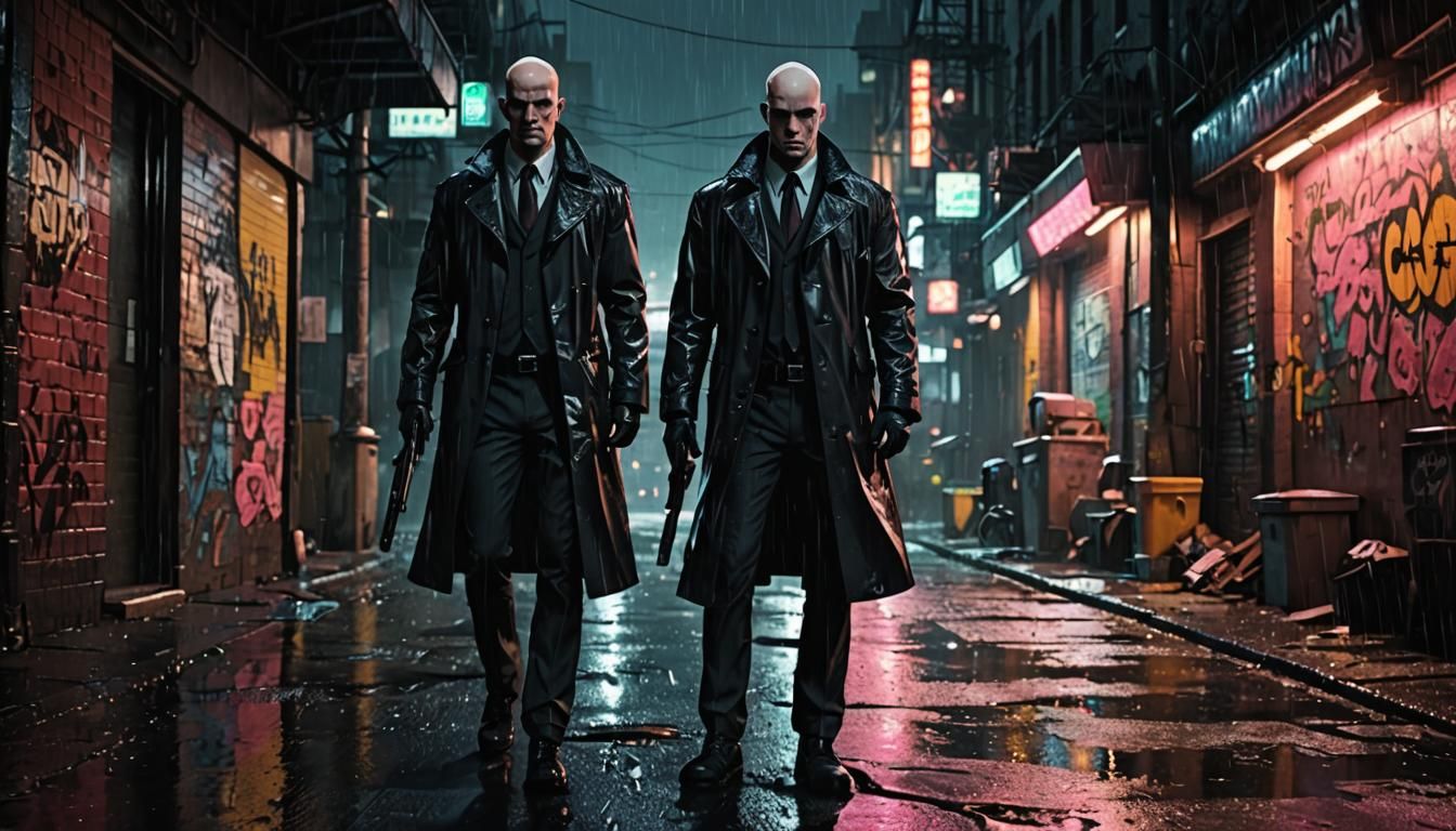Hitman in Rainy Gotham: Neo-Noir Anime Style
