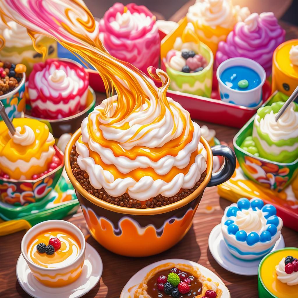 Fauvist Avalanche Cake with Boba, Macro Photography