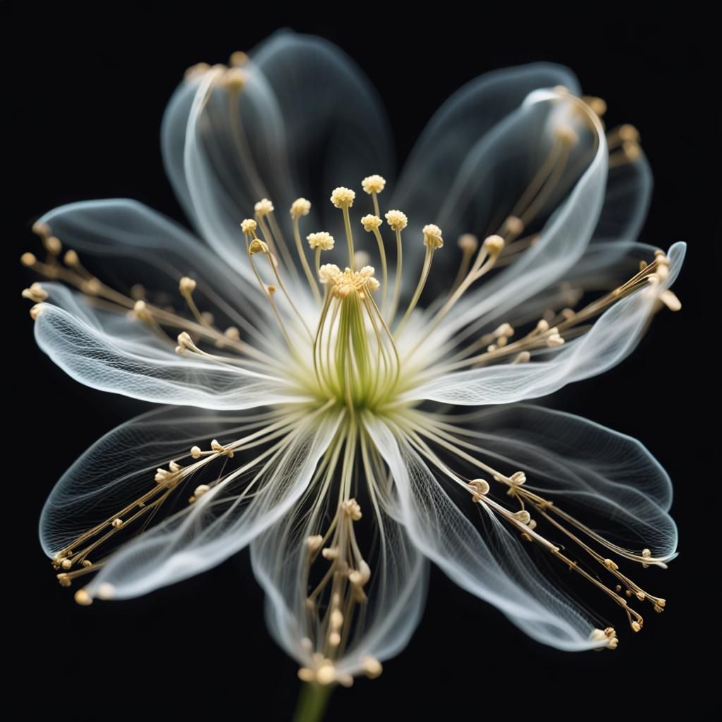 Bioluminescent Transparent Flower in Macro Digital Art