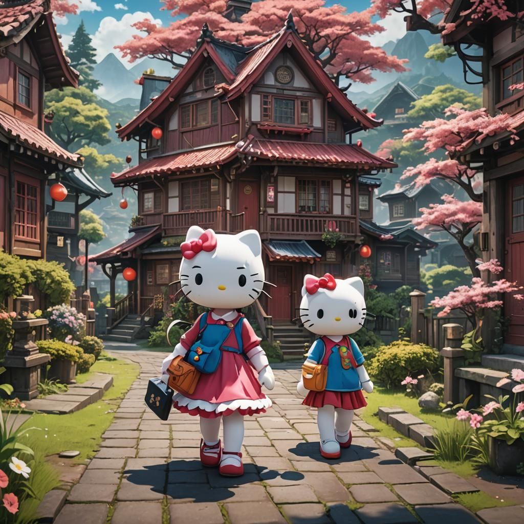 Anime Hello Kitty Walks to Friend's House