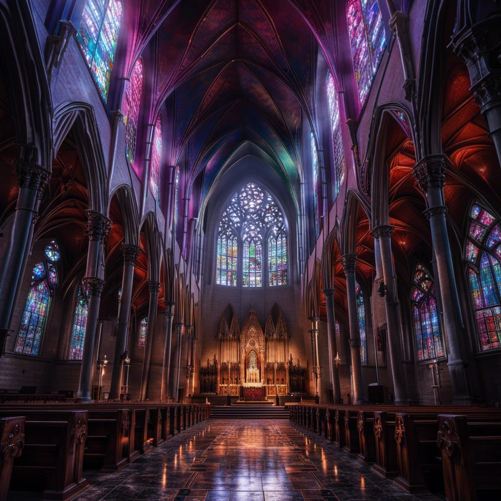 Gothic Church Amidst Lightning Storm, Digital Art