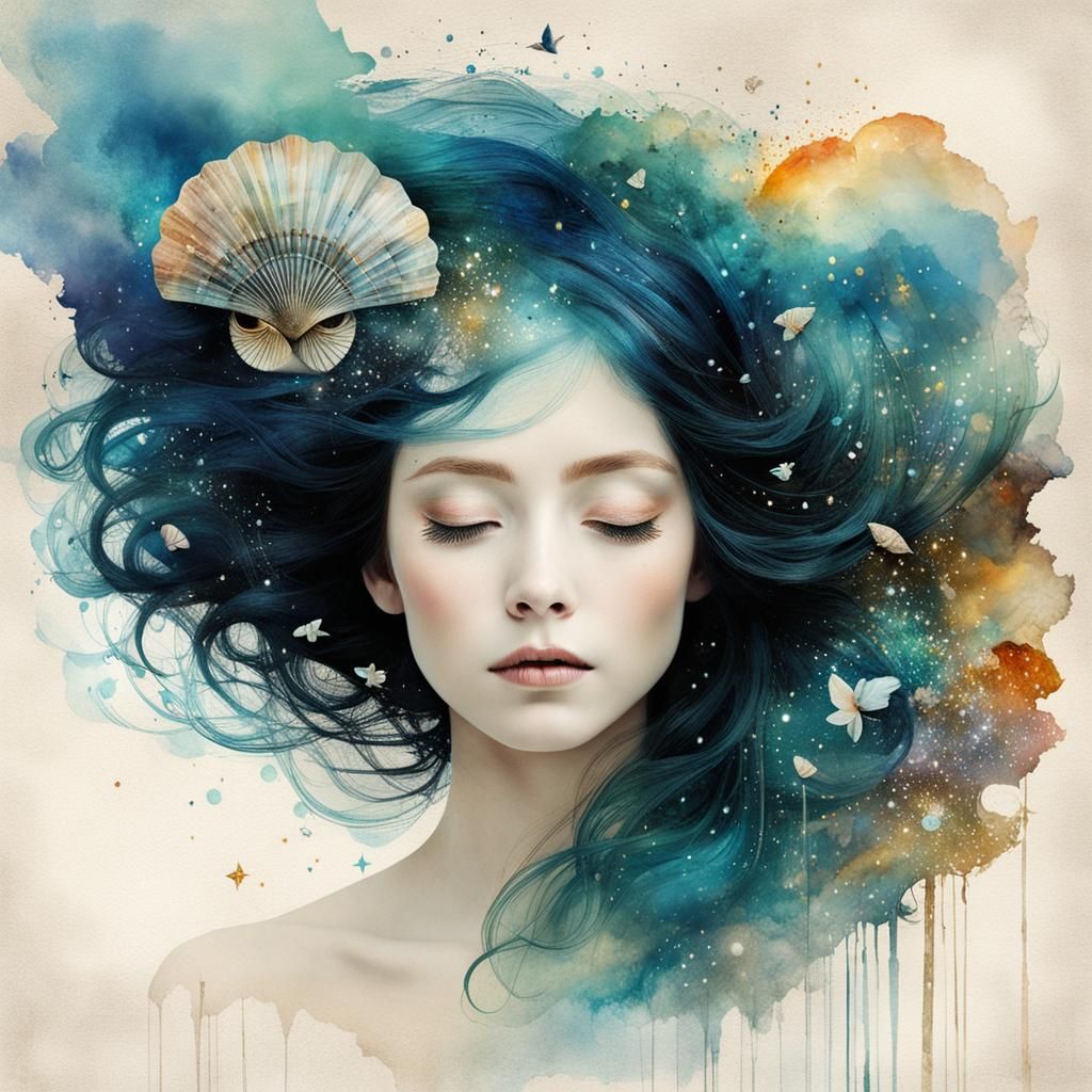 Julia: Seashell Eyes in Collage Style