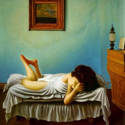 Surreal Girl Sleeping in Old Hospital, Dali Style