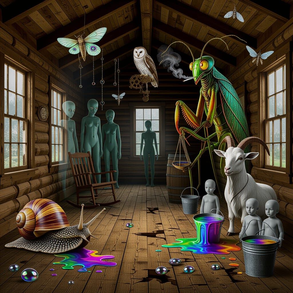 Surreal Horror Dreamscape with Giant Snails