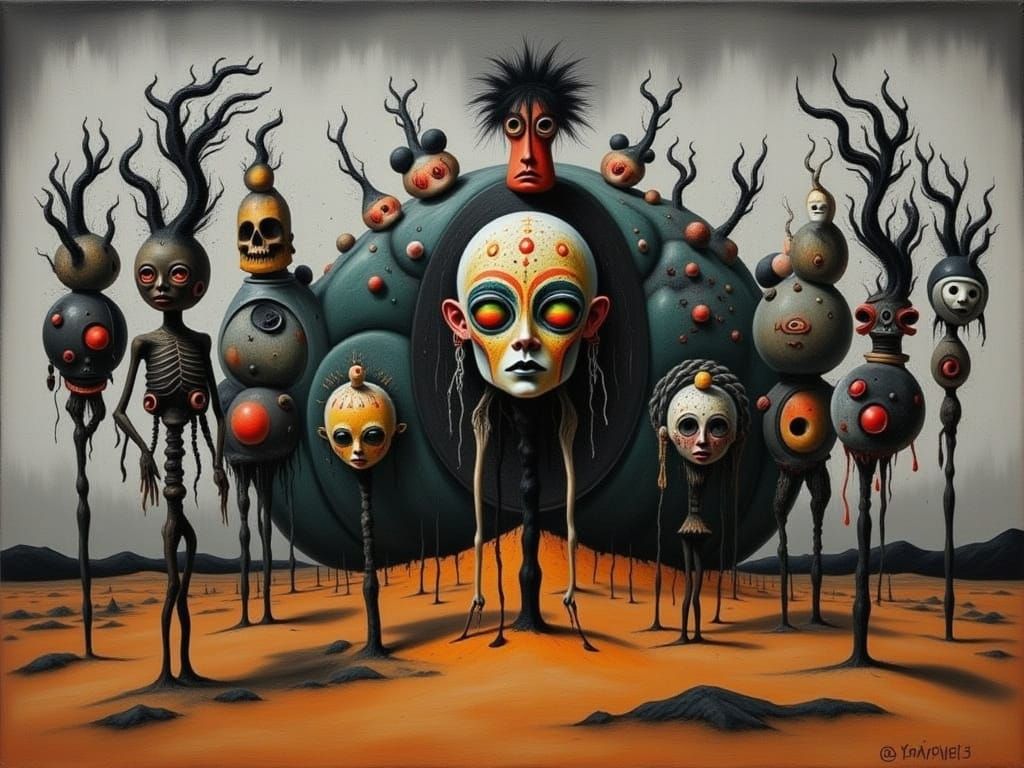 Surreal Alien Tribal Masks as Dali-esque Art