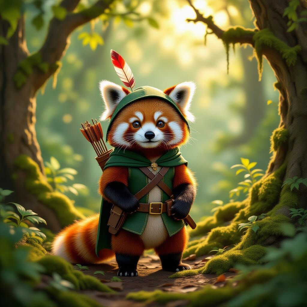 Red Panda as Robin Hood in Enchanted Forest