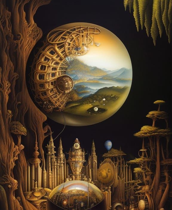 Mysterious Orb of Creation: Steampunk Fantasy Art