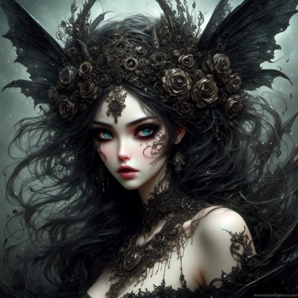 Eerie Gothic Female Portrait with Expressive Eyes