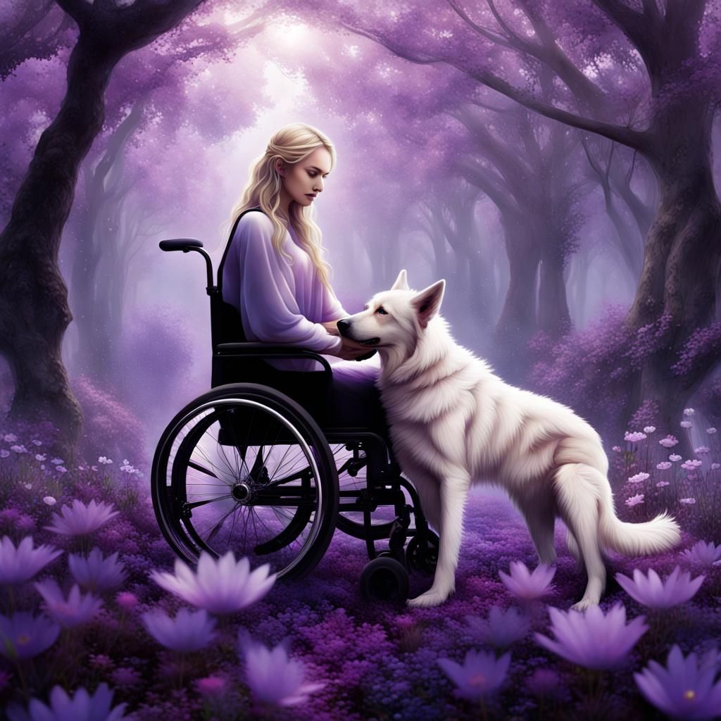 Blonde Angel Dreams in Cosmic Garden Illustration