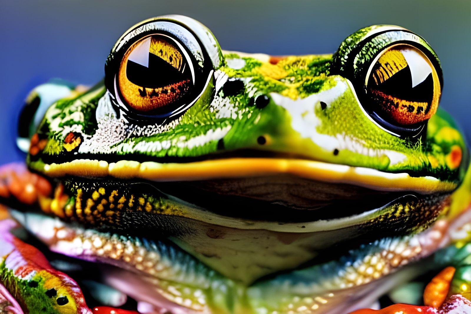 Playful Frog Portrait in Haeckel and Cheval Style