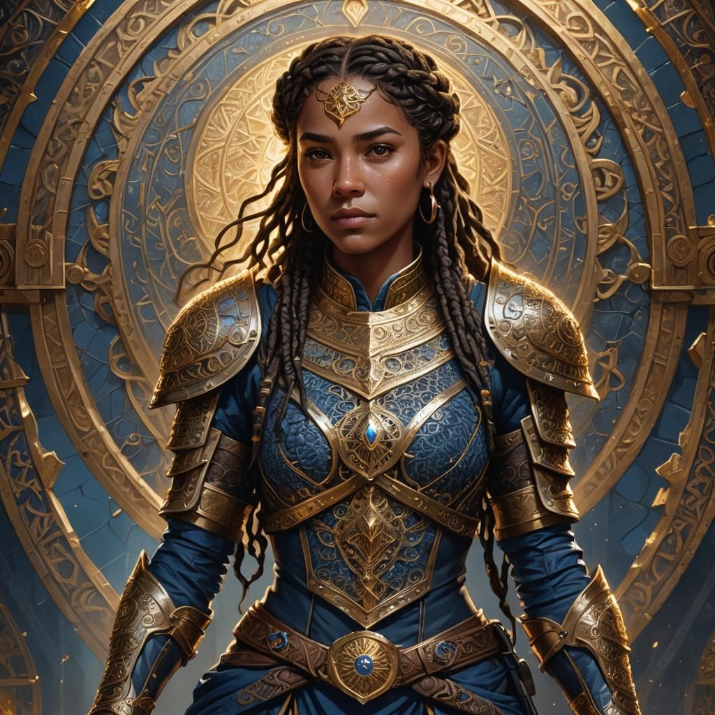 Heroic Female Cleric in Mystical Golden Light