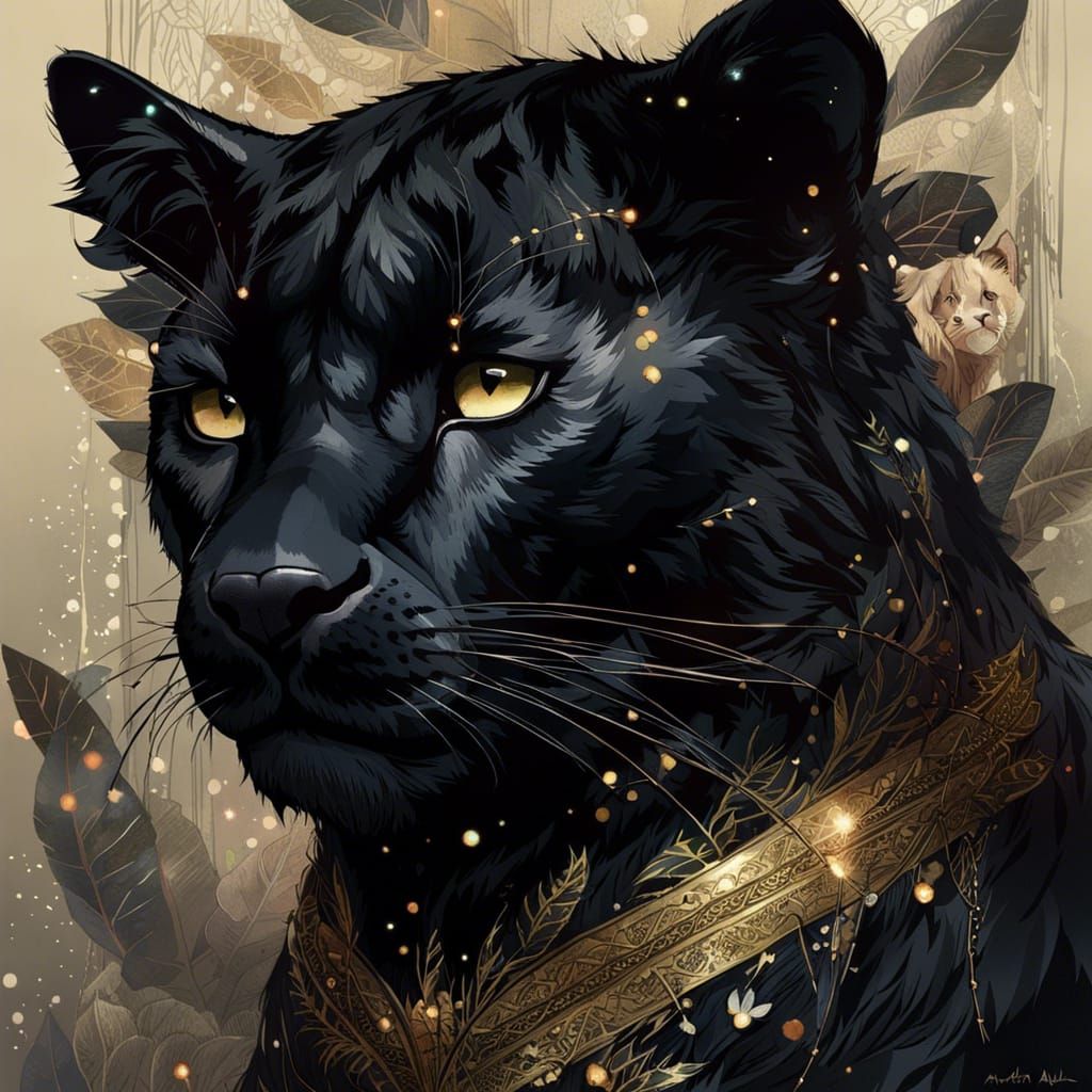 Epic Anthropomorphic Black Panther in Space