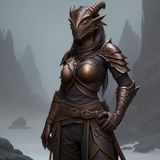 Dragonborn Ranger Archer in Detailed Matte Painting