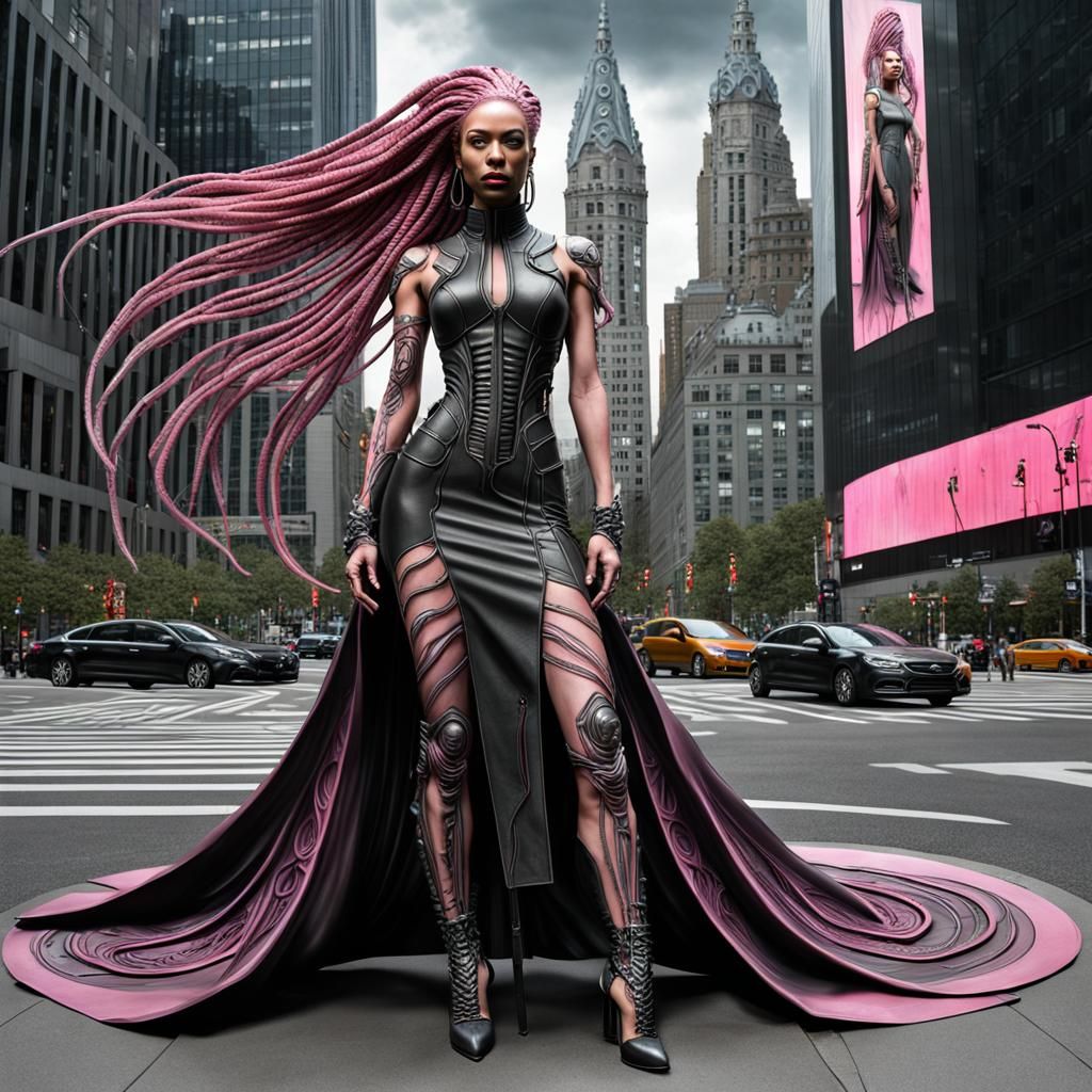 Goddess in Leather Couture: Gothic Cyberpunk Art