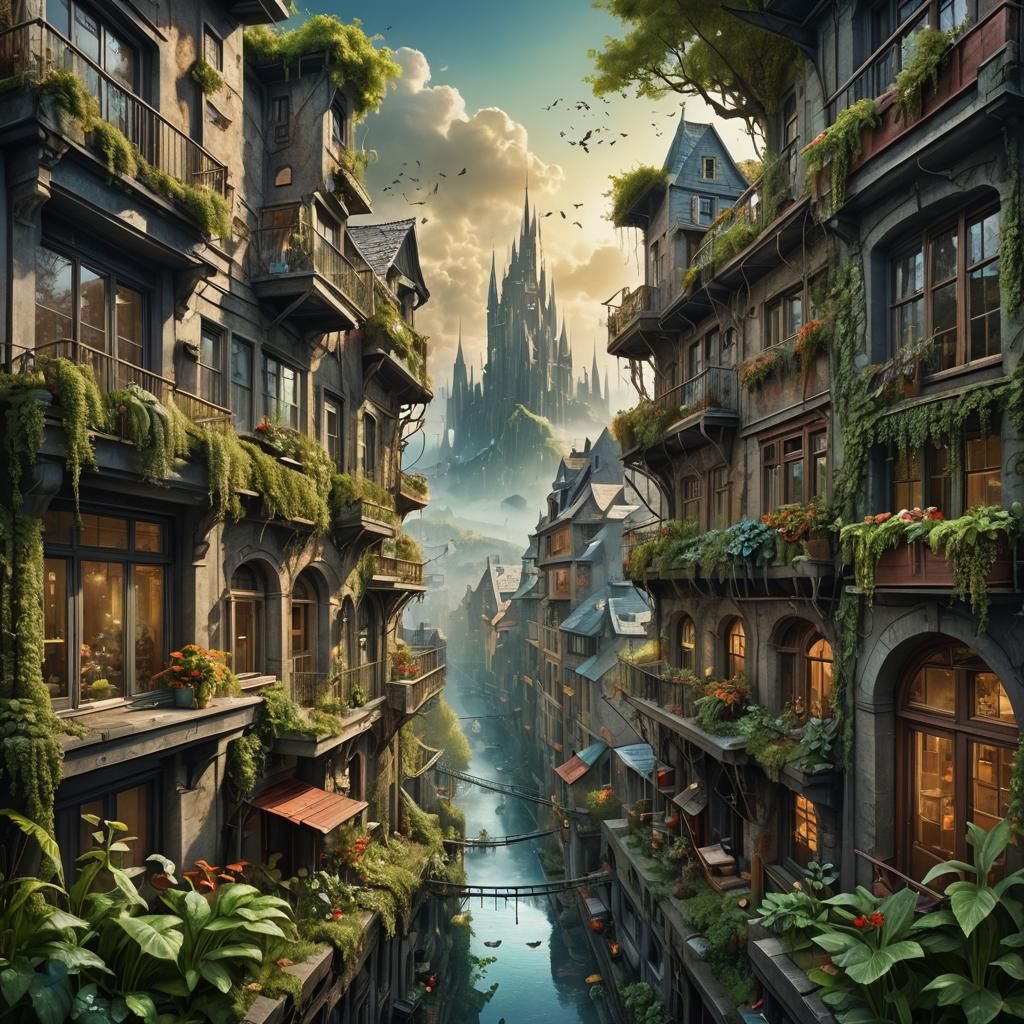 Surreal City Interior: Nature's Urban Takeover
