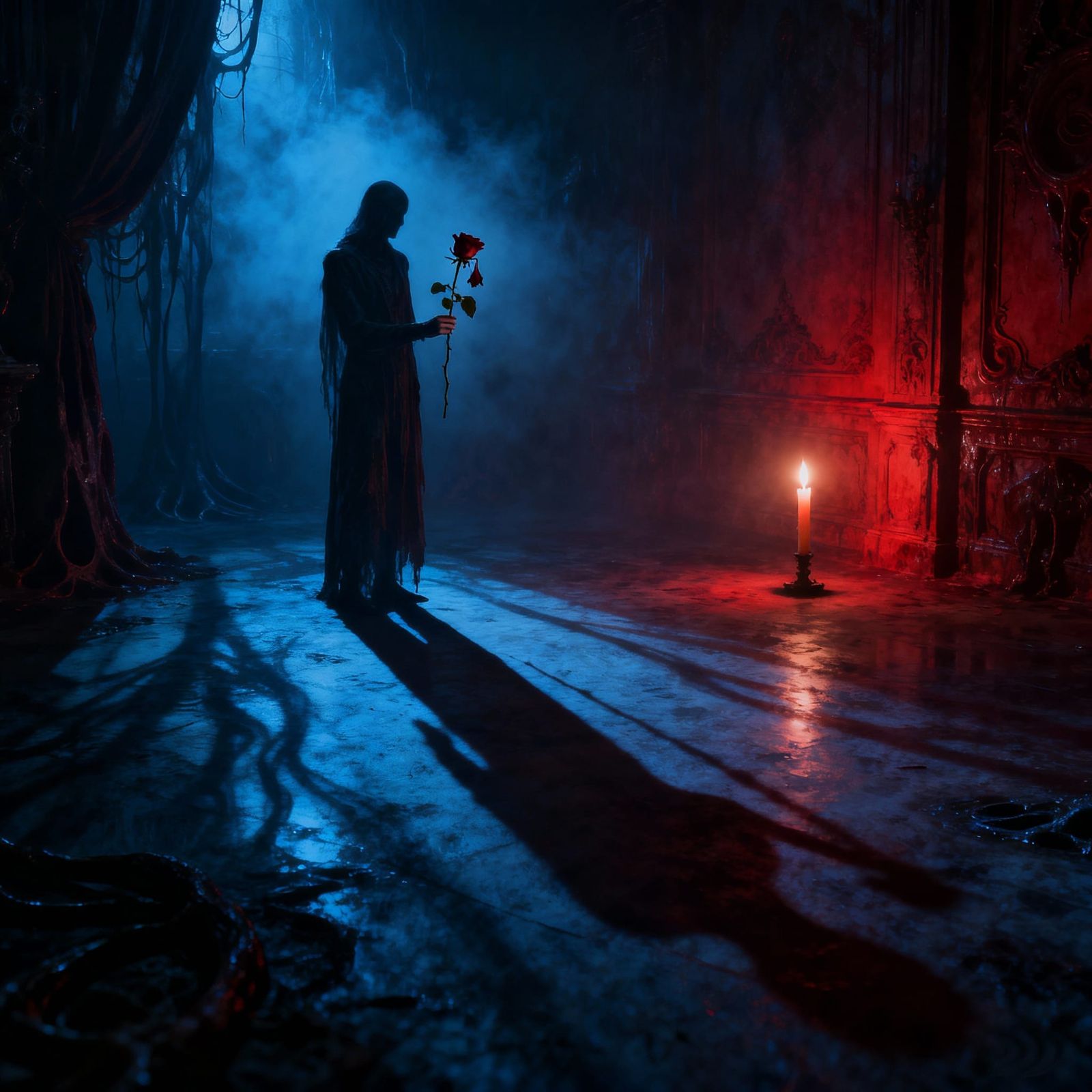 Mysterious Figure Holds Wilting Rose on Valentine's Day