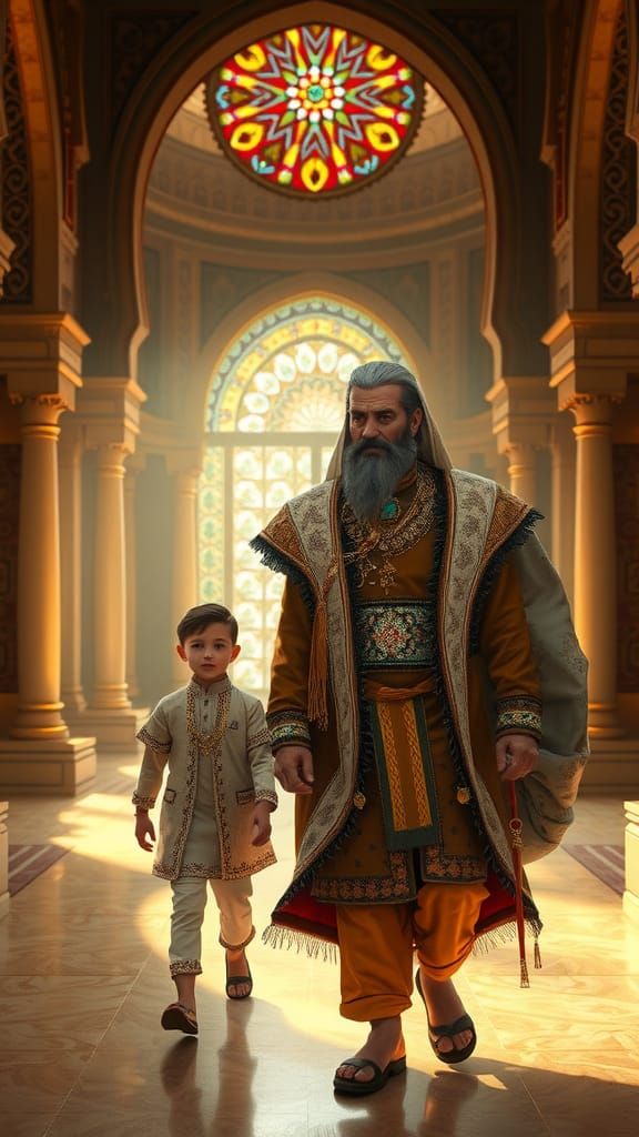 Camel-Faced Royals in Opulent Desert Palace