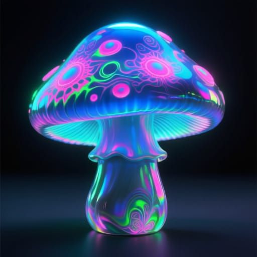 Glass mushroom uv psychadelic