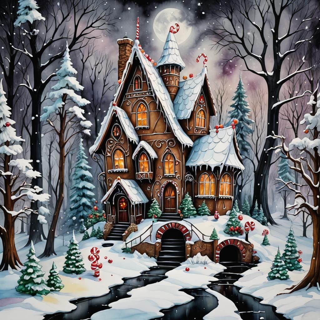 Gothic Gingerbread House in Winter Wonderland