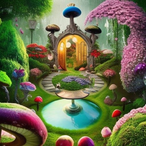 Alice in Wonderland Garden: A Digital Painting