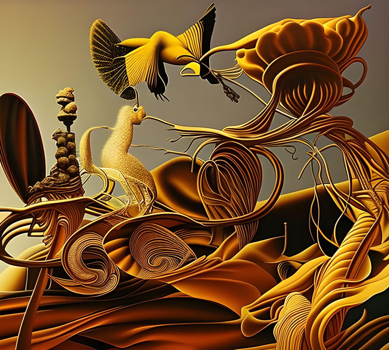 Abstract Mixed-Material Pile in Surreal Style