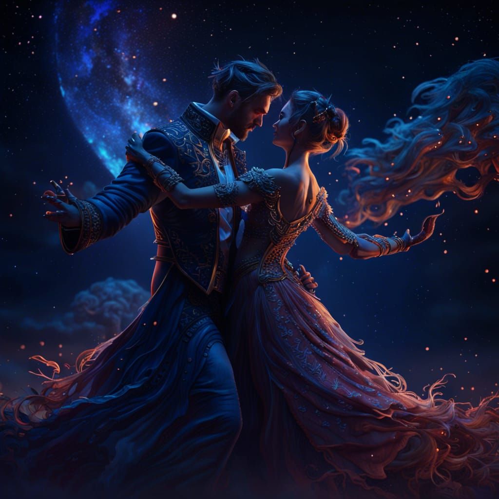 Fantasy Wedding Dance Under Night Sky