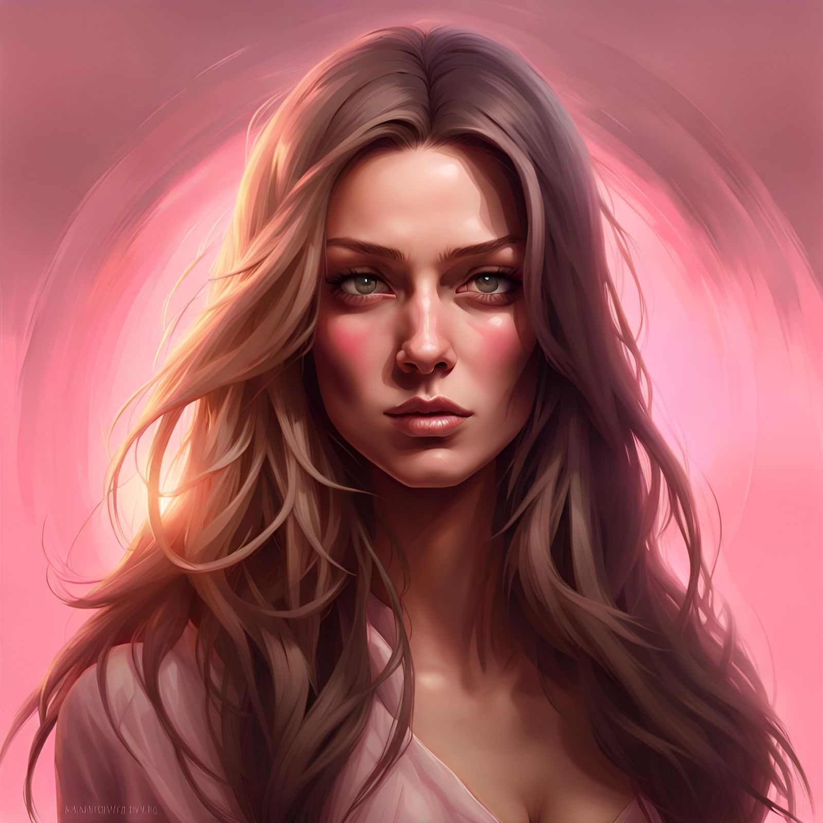 German Woman Portrait in Hyperdetailed Art Nouveau Style