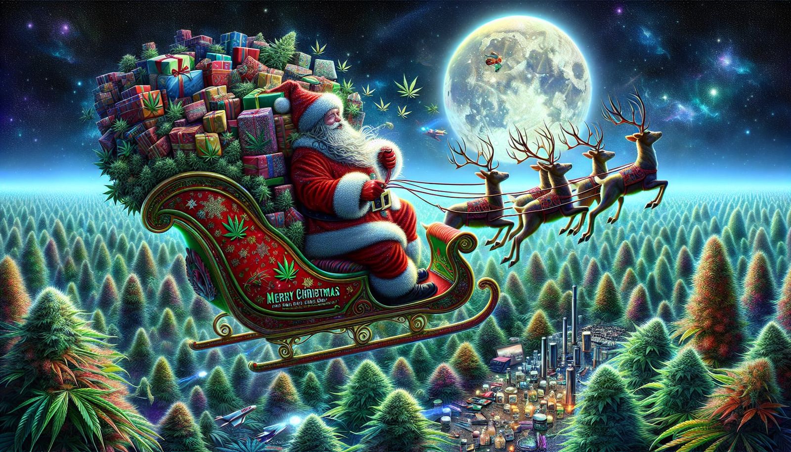 Realistic Santa Claus Delivers Cannabis Presents Under a Vib...