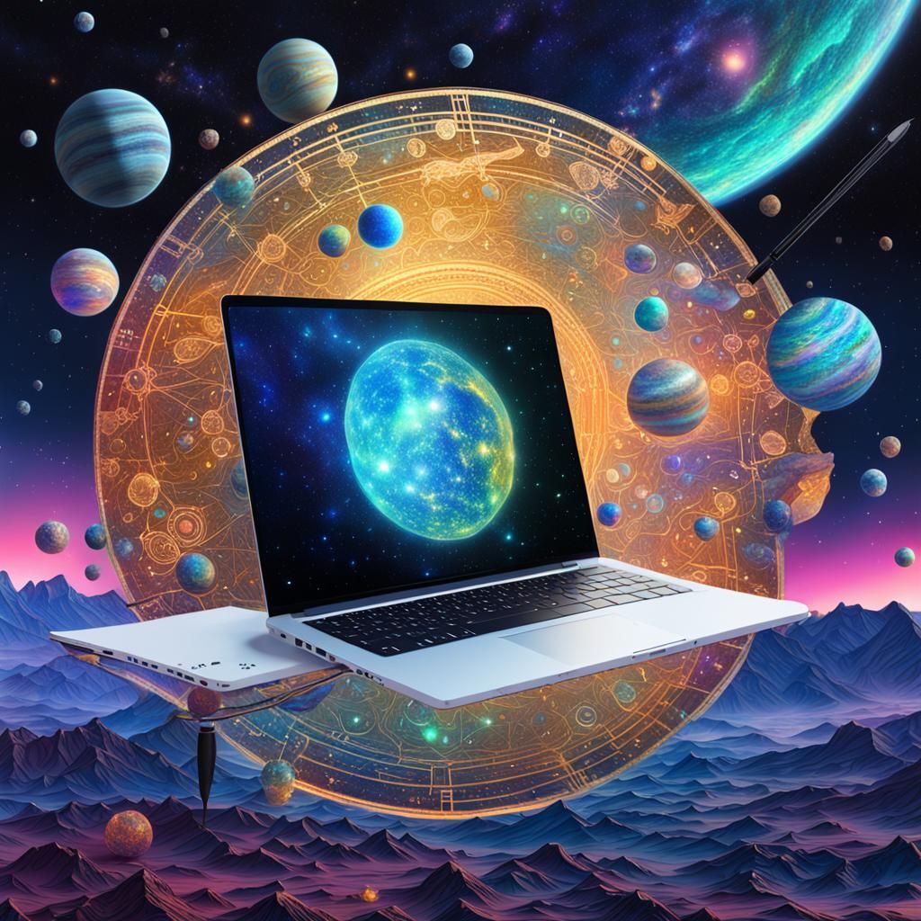 Pen and Old Notebook on Distant Planet