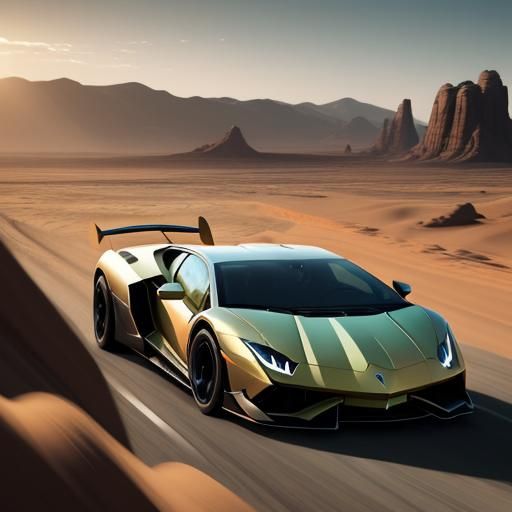 Lamborghini Races Through Desert Sunset: Concept Art