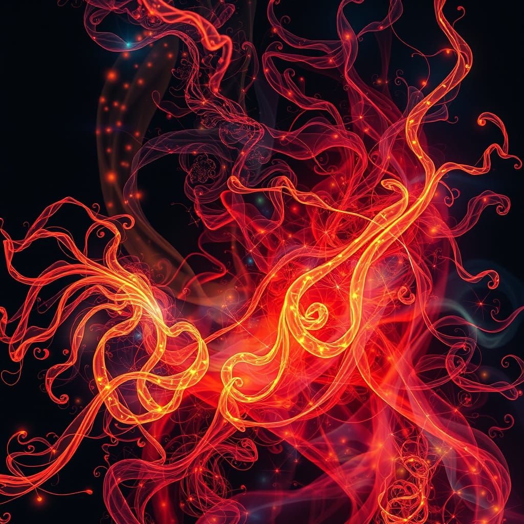 Surreal Double Exposure: Fractal Streams in Luminous Colors