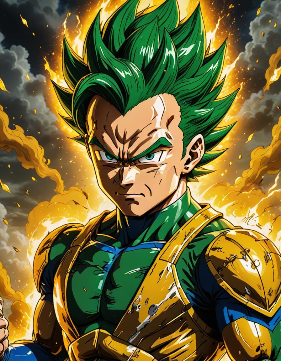 Vegeta Super Saiyan Form in Hyper-Realistic Anime Style