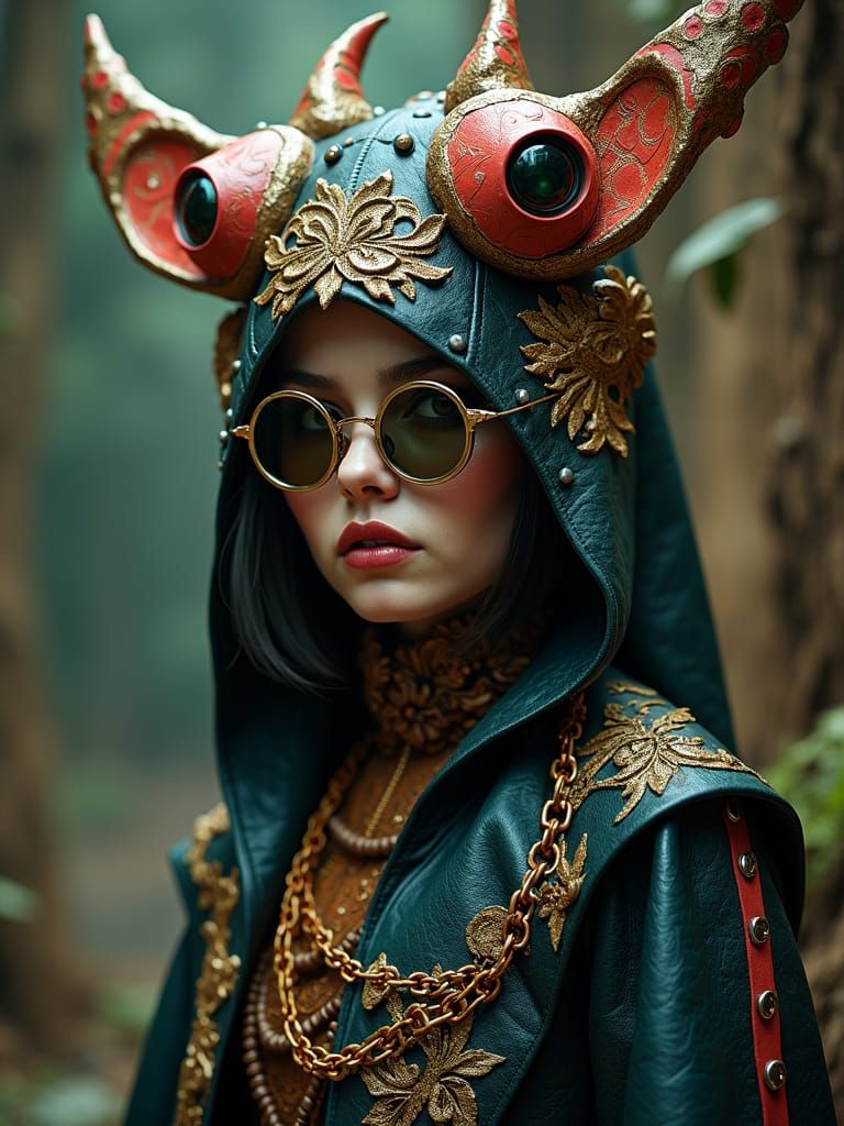 Surreal Woman in Ornate Baroque Glass Regalia