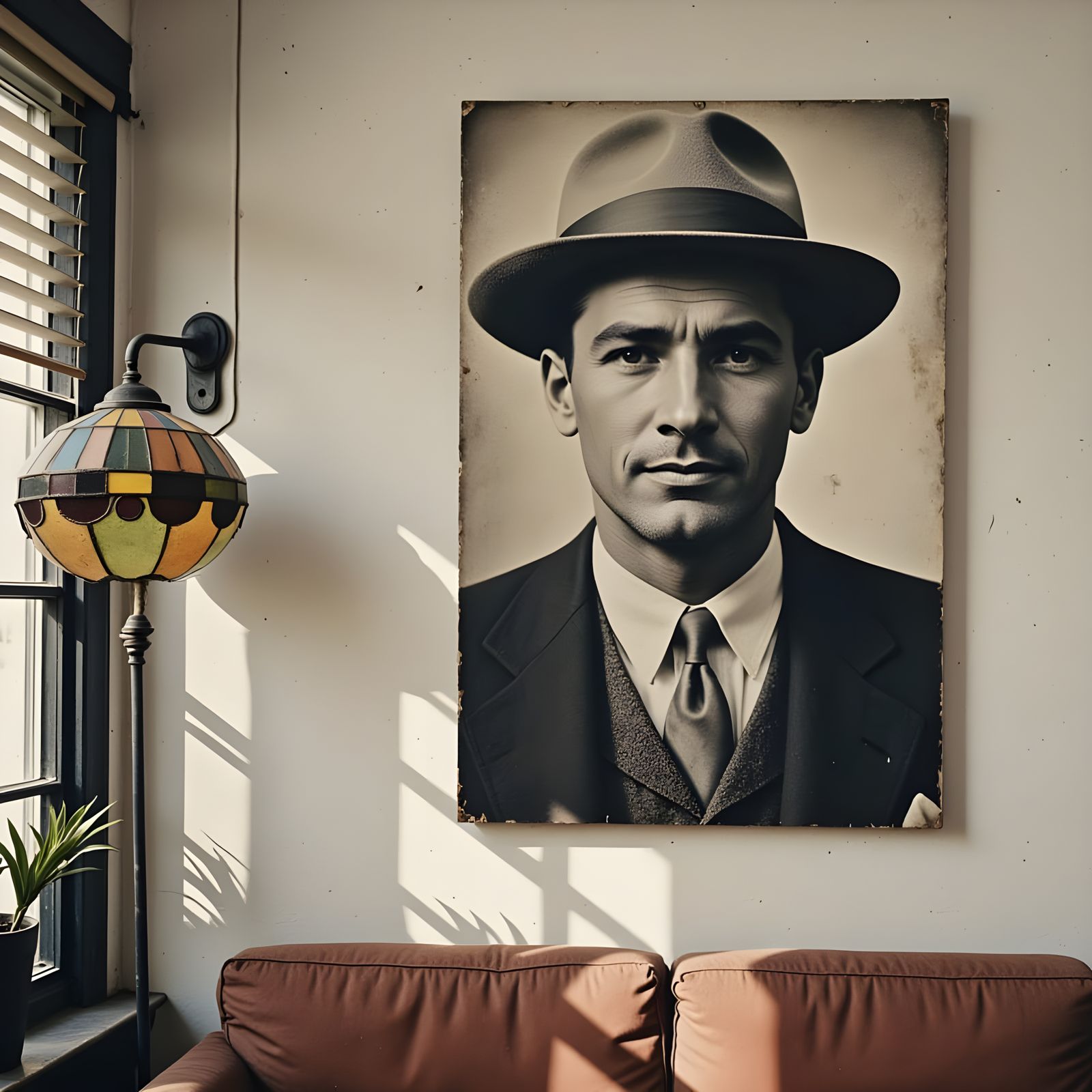 Vintage Poster of a Man in a Light Gray Fedora