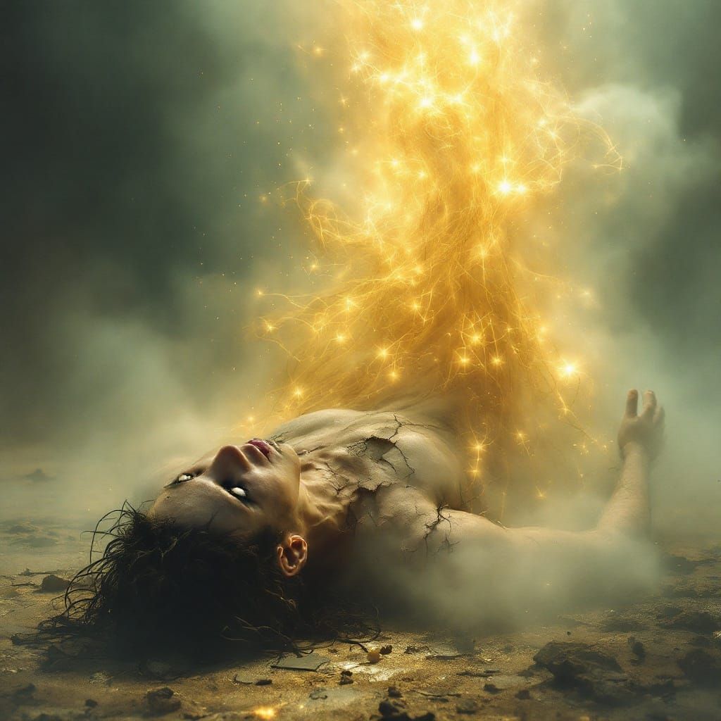 Ethereal Being Ascending in Golden Light