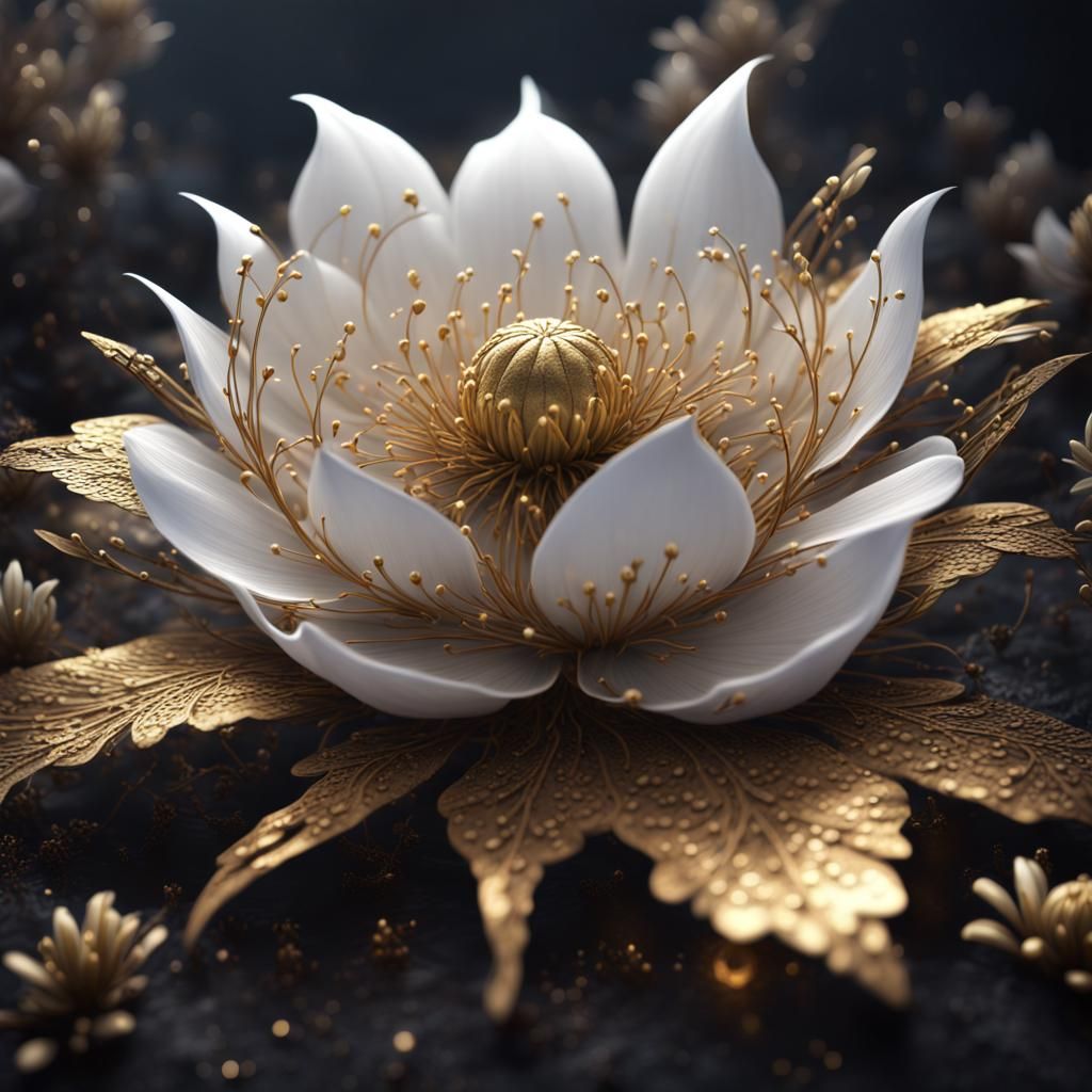 Golden Laced Flower in Dark Fantasy Concept Art