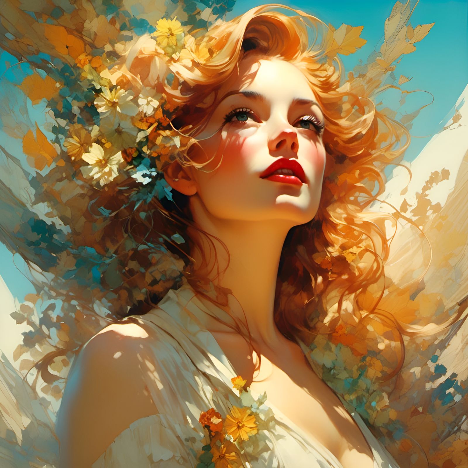 Beautiful Woman on Sunny Day in Pin-Up Style