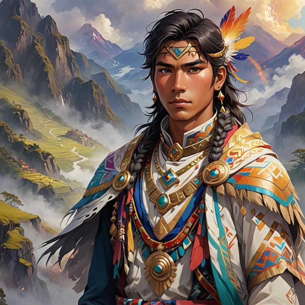 Andean Inca Prince Portrait in Anime Style