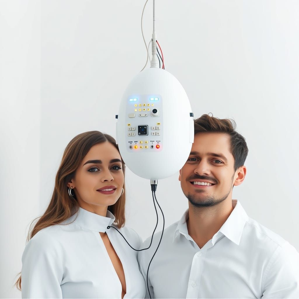 Couple Connected to NeuroDating Computer in Hyperreal 8K