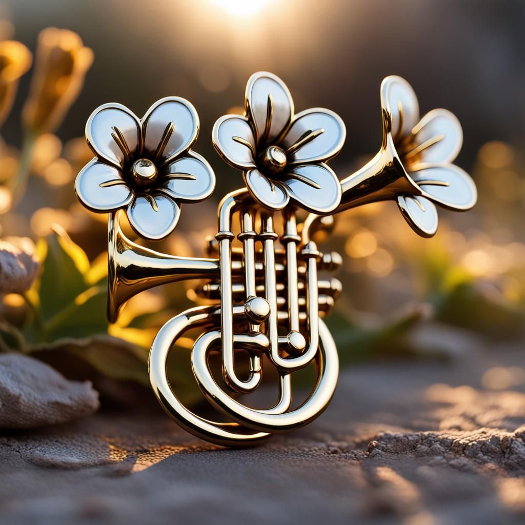 Golden Hour Rocktrumpet Flowers Enamel Pin