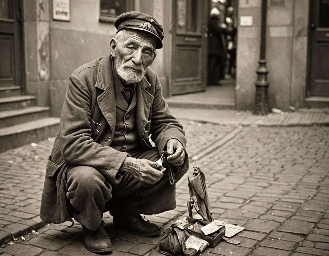 WWI Veteran Begging: 1900s Style Photograph