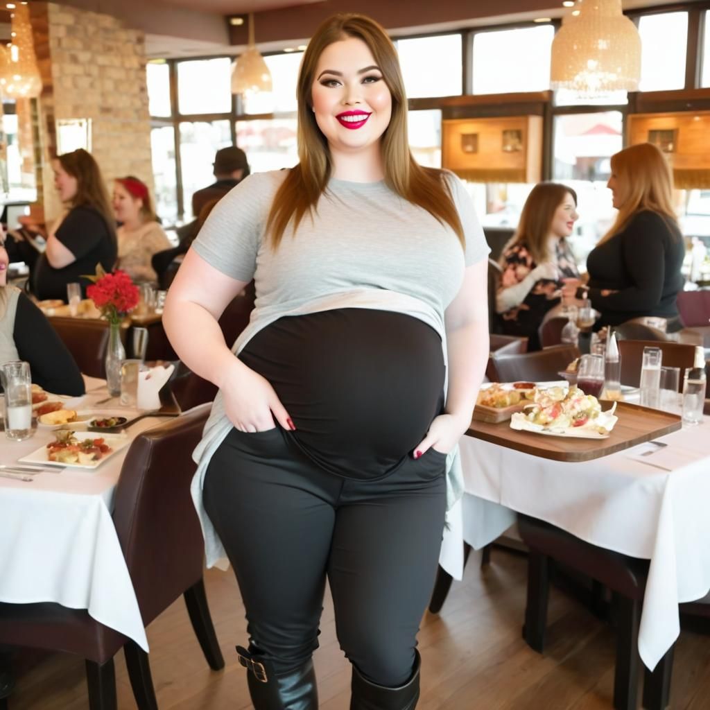 Group of Pregnant Women Dining in Restaurant