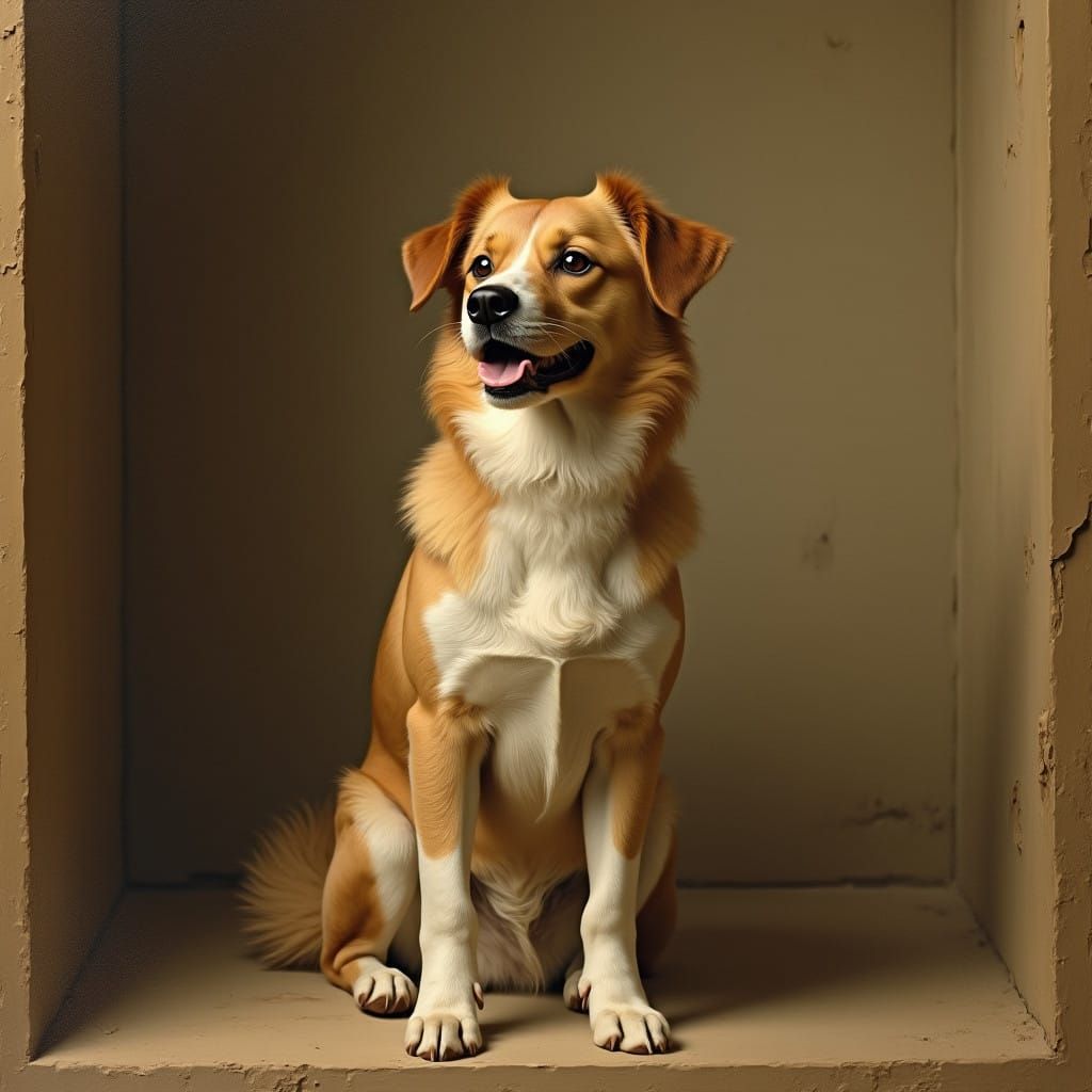 Elegant Canine Study in Renaissance-Inspired Sepia